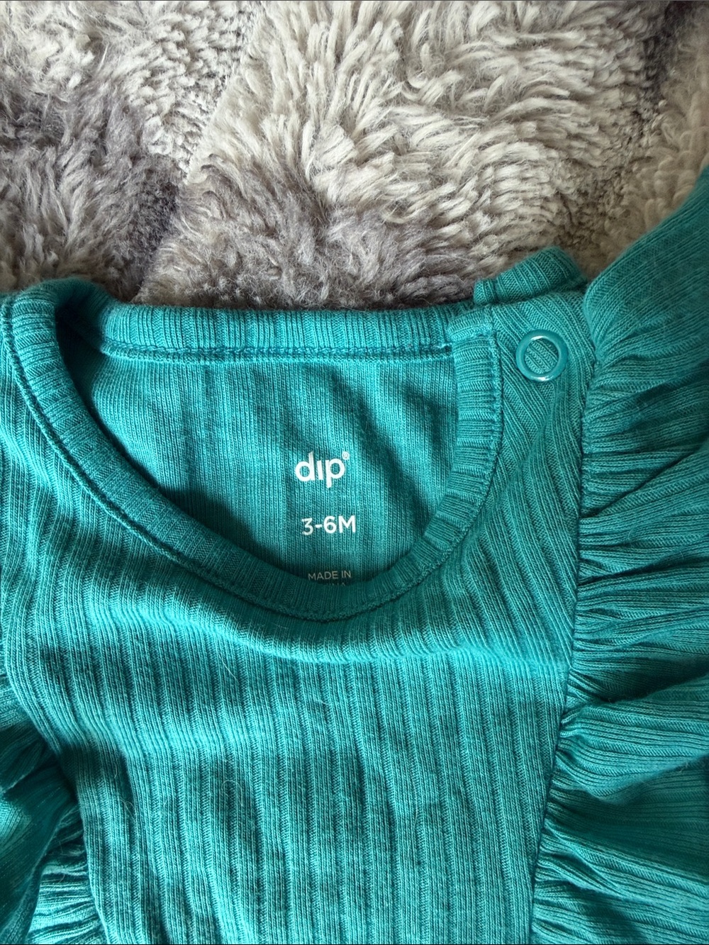 dip Teal Ribbed Ruffle One-Piece Bodysuit - Picture 2 of 3